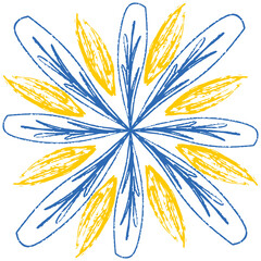 Yellow blue pattern for tiles talavera spanish style, vector illustration