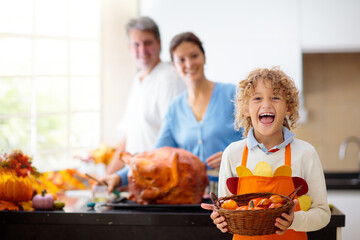 Family cooking Thanksgiving dinner