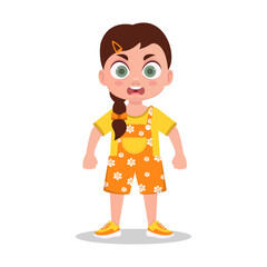 The child is angry. The girl is angry. vector illustration