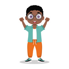 The child in glasses rejoices. Vector illustration