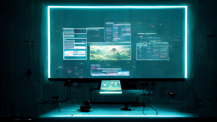 Fototapeta premium The Hi-Tech application Computer screen on the desk - Digital Generate Image