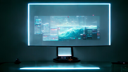 The Hi-Tech application Computer screen on the desk - Digital Generate Image