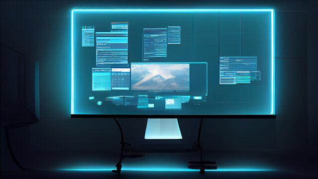 The Hi-Tech application Computer screen on the desk - Digital Generate Image
