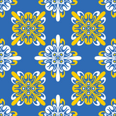 Fototapeta na wymiar Ornate pattern for azulejo spanish portuguese style ceramic tiles, vector illustration for design, symmetrical mandala arabic pattern