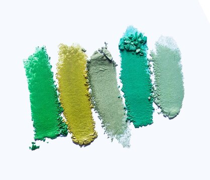 Eye Shadow Green Shimmer Holographic And Matte Multi Tone Texture Background White Isolated