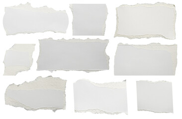White ripped paper torn edges strips isolated on white background - obrazy, fototapety, plakaty