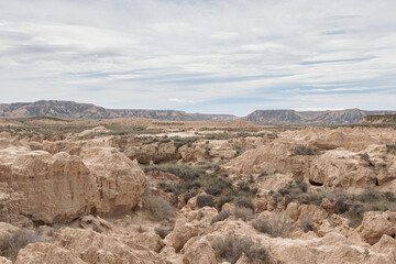 Fototapeta premium Badlans of Navarre (Bardenas Reales de Navarra) dessert in the middle of Spain.