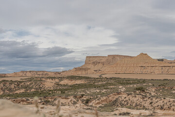 Badlans of Navarre (Bardenas Reales de Navarra) dessert in the middle of Spain.