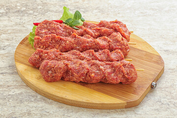 Raw beef kebab minced meat