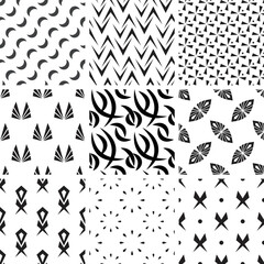 A set of 9 seamless geometric patterns.