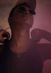 man dancing in lights