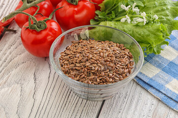 Dry Raw flax seed in the bowl