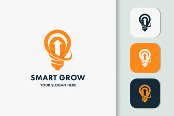 bulb arrow concept for smart business grow, accounting finance logo design