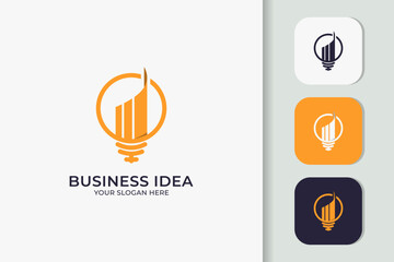 statistic bulb concept for smart business grow, accounting finance logo design