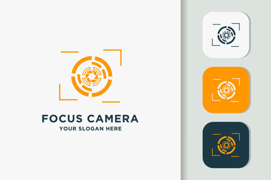 camera lens logo design with abstract square