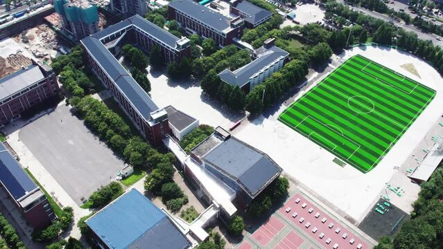 Aerial photography of modern architecture skyline in Zibo, Shandong
