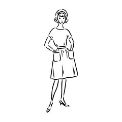 vintage illustration with beautiful fashion girl retro fashion vector