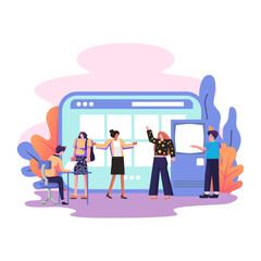 Electronic queuing flat style illustration design