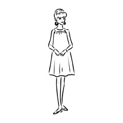 vintage illustration with beautiful fashion girl retro fashion vector