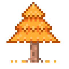 Fototapeta premium Pixel illustration of an autumn tree