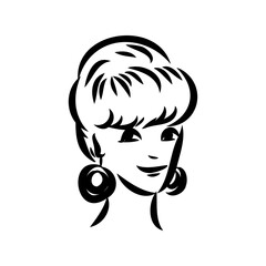 vintage illustration with beautiful fashion girl retro fashion vector