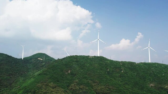 Aerial photography outdoor countryside turbine wind turbine