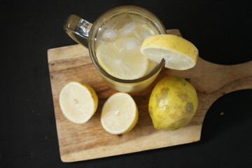 Cold lemonade in a glass