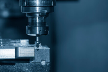 The chamfering process with the metal plate parts on NC milling machine.