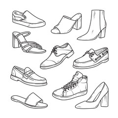 shoes hand drawn illustration on white background