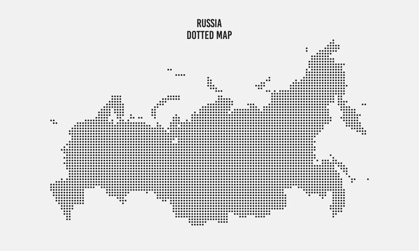 Russia Map Halftone Dotted Style Vector Illustration With A Light Grey Background