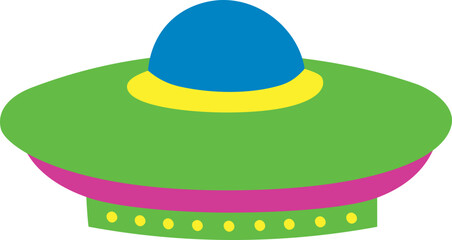 Ufo icon. Bright color alien space craft