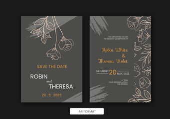 dark grey floral invitation