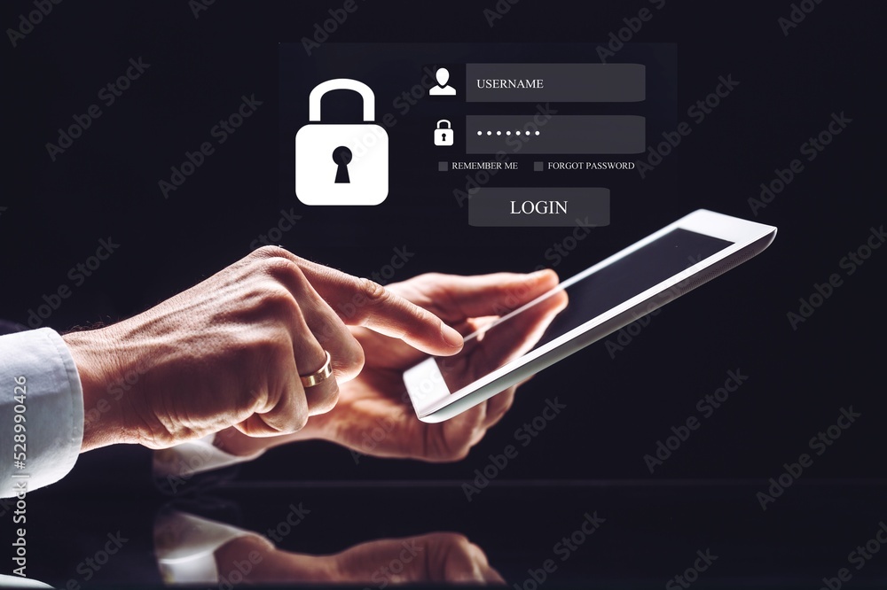 Aufkleber multi-factor authentication, user, login, cyber security and data protection, information security, 