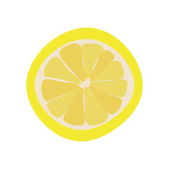 Icon of half lemon view top  isolated on white background. Fruit flat vector illustration