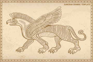 Sumerian decorative vector illustration. traditional ethnic ornament