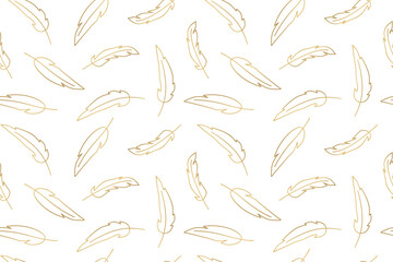 seamless pattern with golden feathers, great for wrapping, textile, wallpaper, greeting card- vector illustration