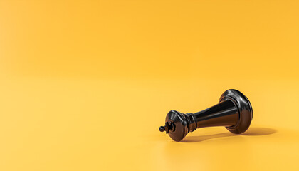 defeated black chess king on bright yellow background. Business, law or political concept. Victory in business battle. copy space. 3d rendering © Celt Studio