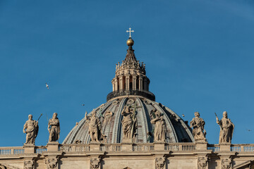 Fototapeta na wymiar dome of st peter basilica and the city of the vatican catholic capital of the world art history