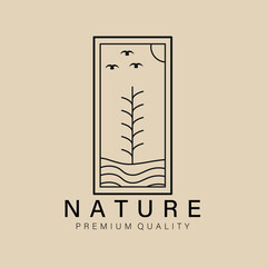 Abstract elegant nature line logo icon vector design. Graceful lined vector sign