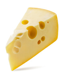 Cheese triangle close-up on a white background. Isolated