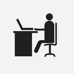 a workplace with table and chair desk men working or learning online tutorial office icon 