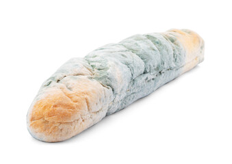 Moldy bread isolated on white background