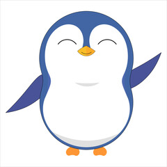 Vector illustration of cute little baby penguinicon in flat cartoon style.