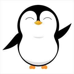 Vector illustration of cute little baby penguinicon in flat cartoon style.