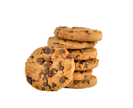 Chocolate chip cookie on transparent png