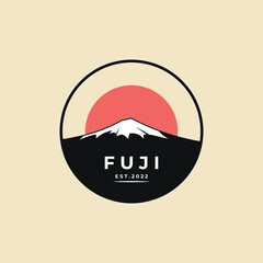 Badge Mountain Fuji Japan logo vector design template
