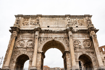 Fototapeta na wymiar arch of constantine in rome italy renaissance art hisoty in italy europe and roman empire with olive trees and roman ruins