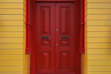 red wooden door