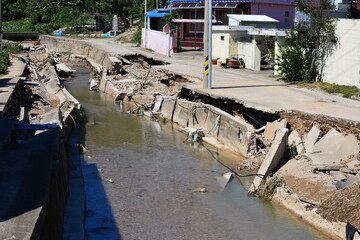Damaged by the typhoon Hinnamnor in Gangsa-ri, Homigot-myeon, Nam-gu, Pohang-si, Gyeongsangbuk-do,...