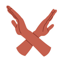 Black Crossed arms. Flat vector illustration isolated on white background